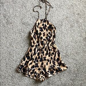 Leopard Print halter Romper